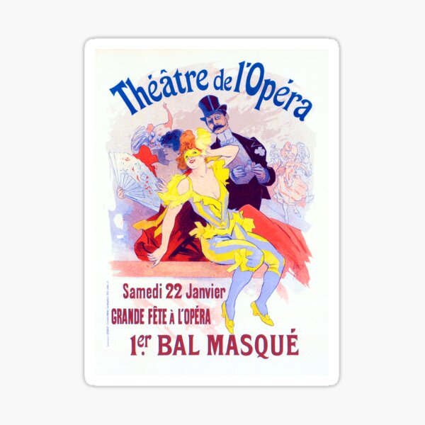 Aperçu de l'œuvre Bal Masqué Bal masqué la Grande Fête à l'Opéra 1898 Jules Chéret créée et vendue par RocketshipRetro.