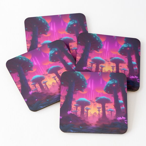 Item preview, Enchanted magical baobab forest with mushrooms and bioluminescence designed and sold by vicempe.