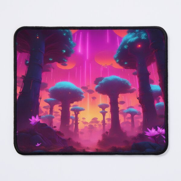 Item preview, Enchanted magical baobab forest with mushrooms and bioluminescence designed and sold by vicempe.