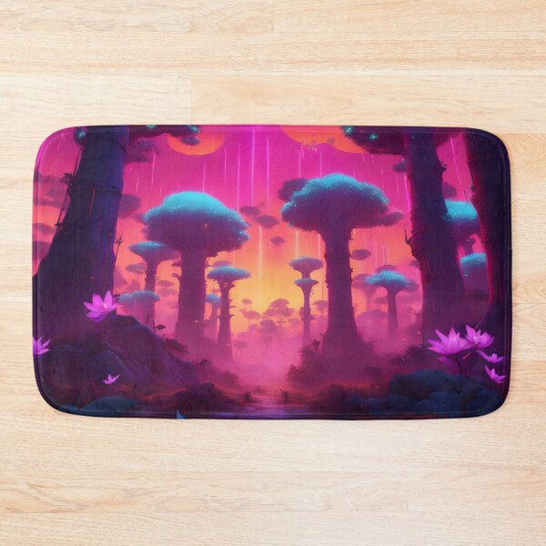 Item preview, Enchanted magical baobab forest with mushrooms and bioluminescence designed and sold by vicempe.