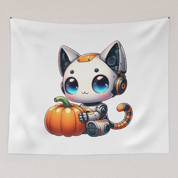 Item preview, Robo-Cat With A Pumpkin! designed and sold by kukamatsu.