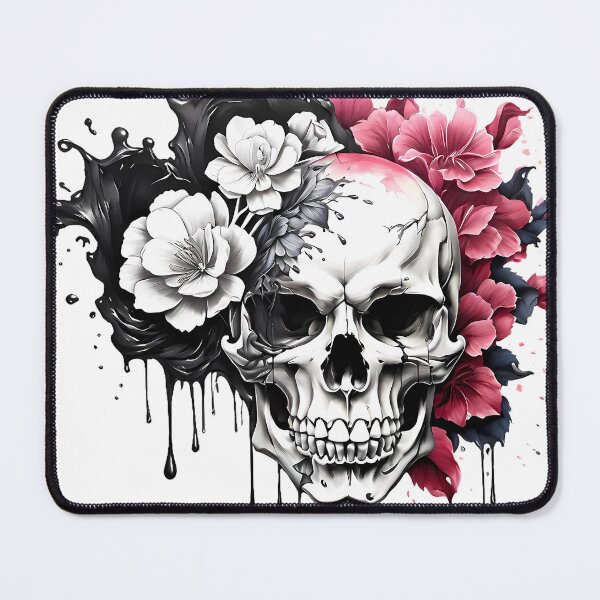 Item preview, Skull and flowers Ink Dripping Effect designed and sold by PrintSoulDesign.