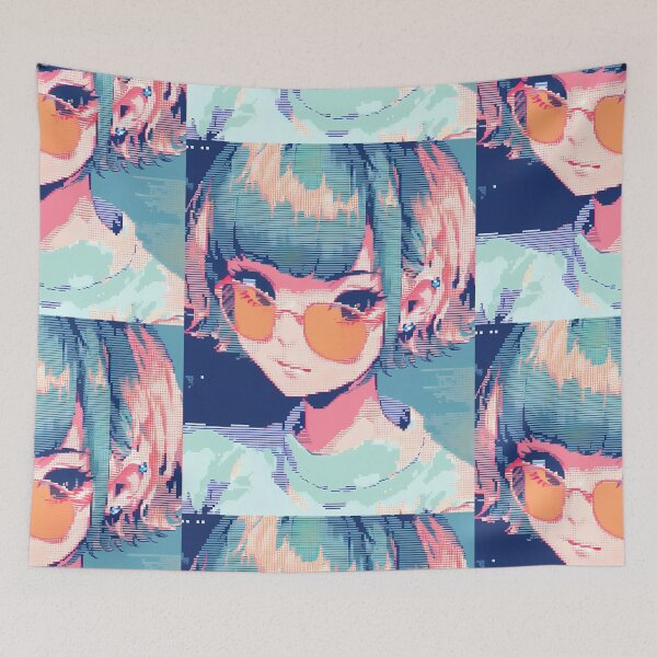 Item preview, Blue haired anime girl- pixel art designed and sold by octoboobs.