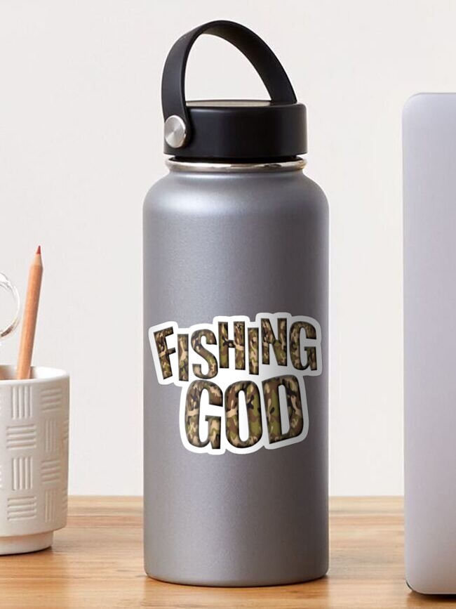 Fishing God Funny Fishing Camo Sticker for Sale by