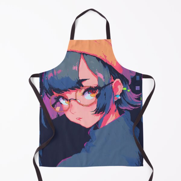 Item preview, Blue/purple haired nerdy anime girl- pixel art designed and sold by octoboobs.