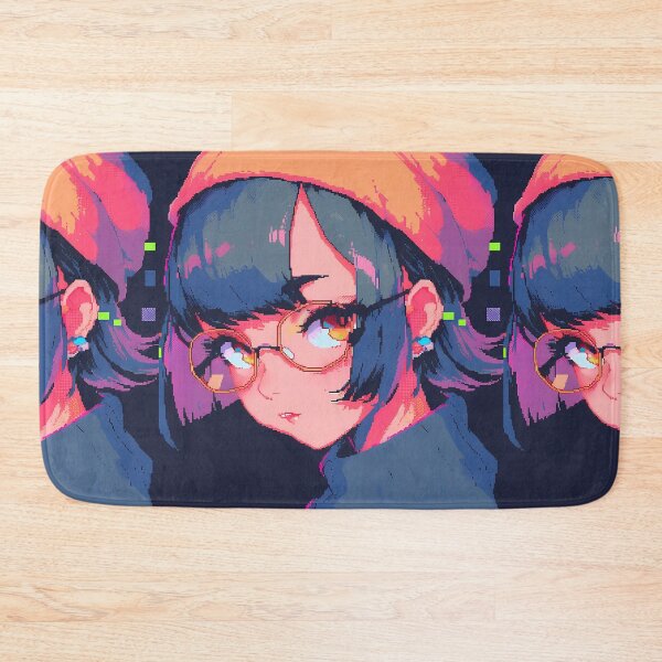 Item preview,  Blue/purple haired nerdy anime girl- pixel art designed and sold by octoboobs.