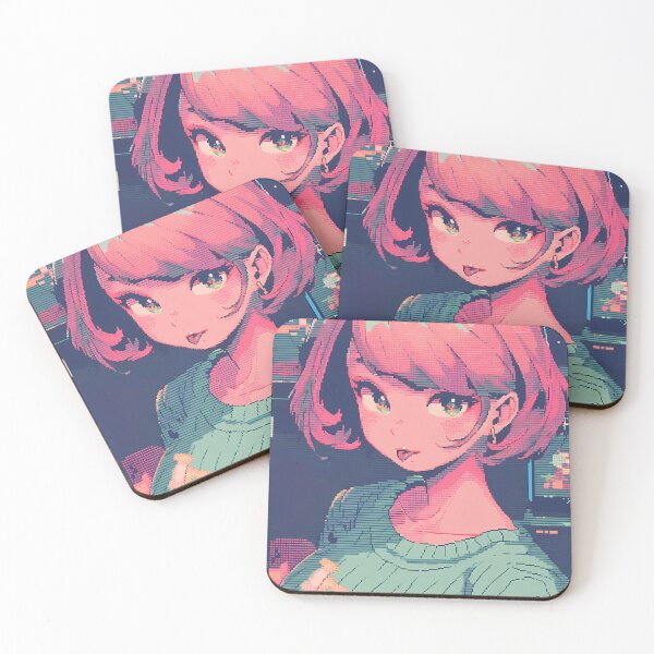 Item preview, Pink haired anime girl- pixel art designed and sold by octoboobs.