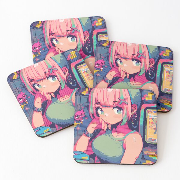 Item preview, Retro Pink Anime girl- Pixel art designed and sold by octoboobs.