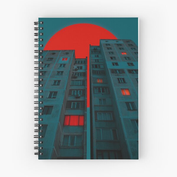 Item preview, Red sun and brutalistic buildings designed and sold by NinaNayko.