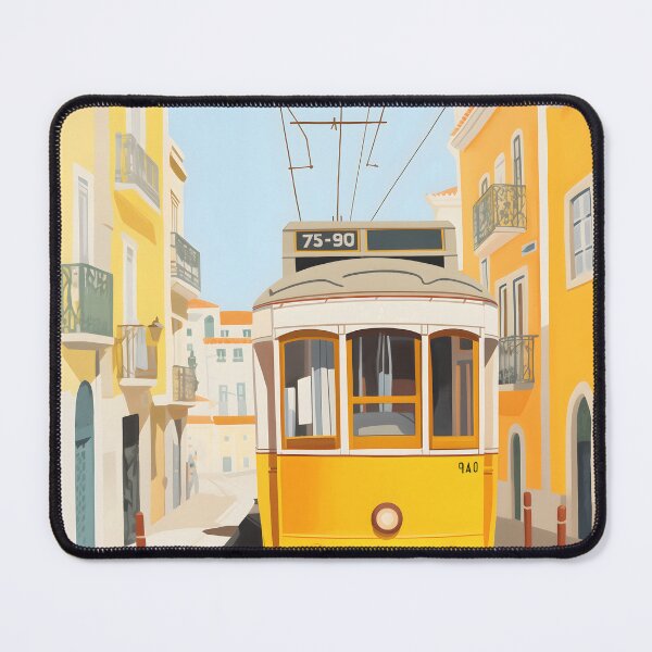 Item preview, Yellow tram in Lisbon travel poster designed and sold by AnnaGo.
