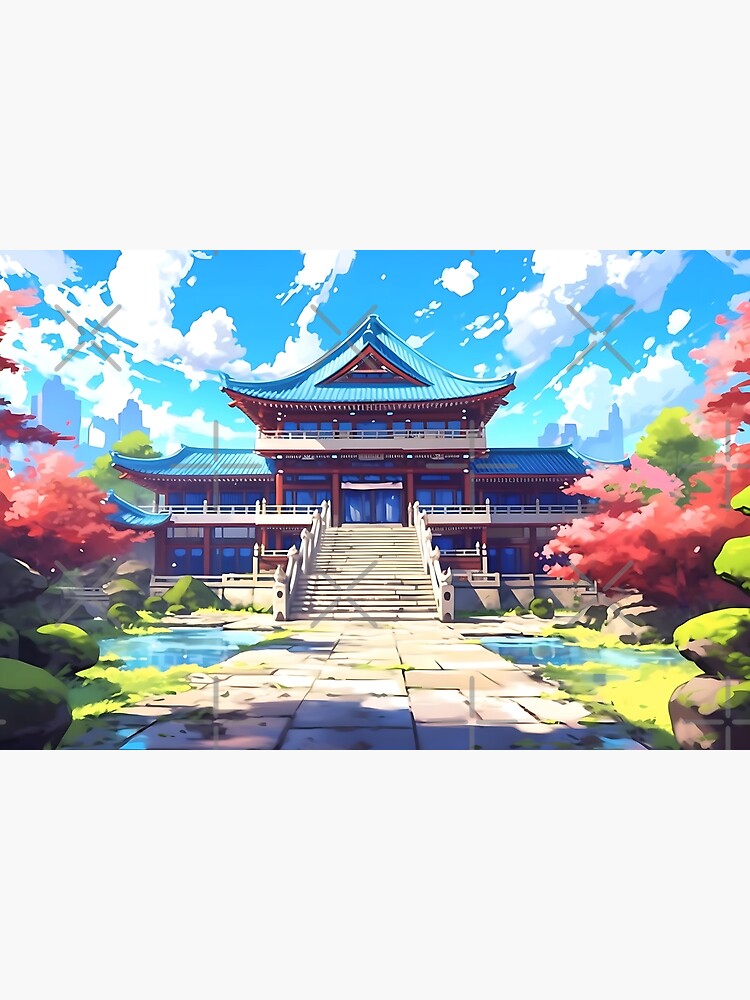 beautiful Japanese temple anime style