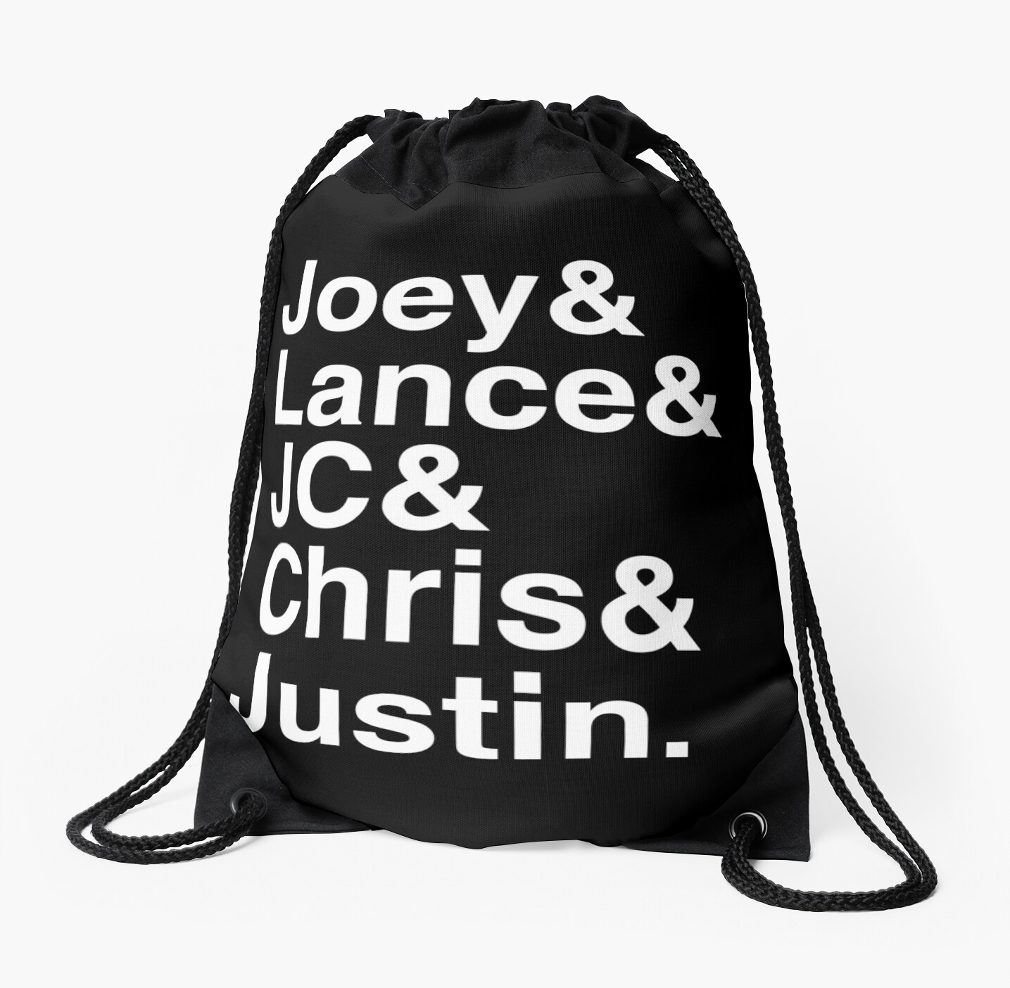 "NSYNC Names Helvetica Ampersand " Drawstring Bag by lentendo64 Redbubble