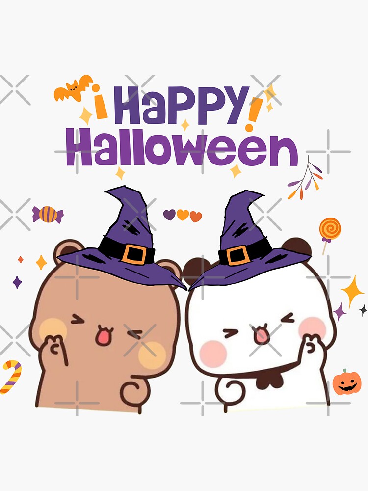 Halloween Celebration with BuBu Panda and DuDu Bear! Sticker for Sale by  Pandety