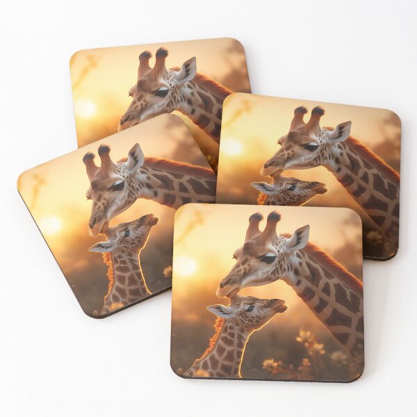 Item preview, Giraffe mom and giraffe puppy, golden hour light designed and sold by Kirollos9.