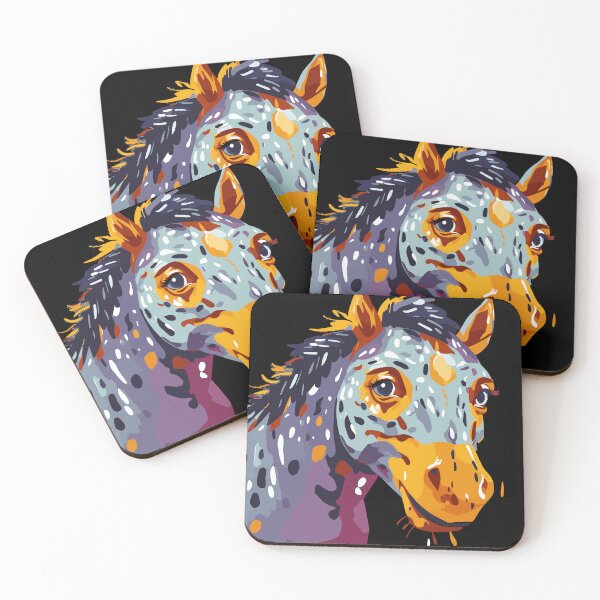 Item preview, Spotted Mustang Portrait in Folk Art Style designed and sold by ElLocoMus.