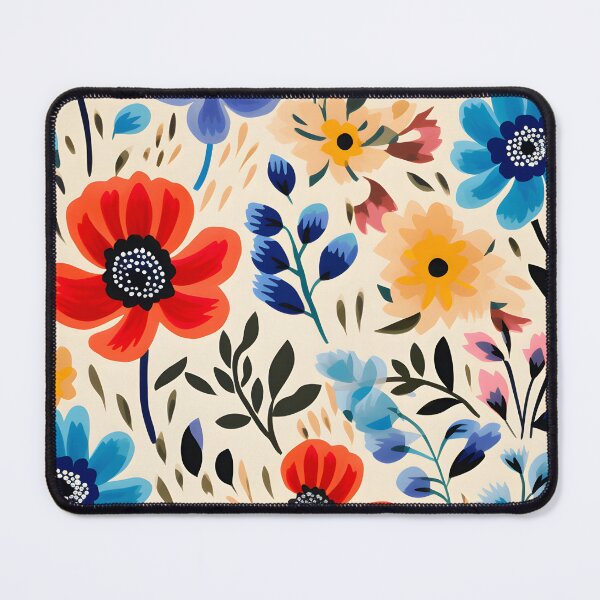 Item preview, Blue, red, yellow, pink and purple floral pattern designed and sold by meow-SN.