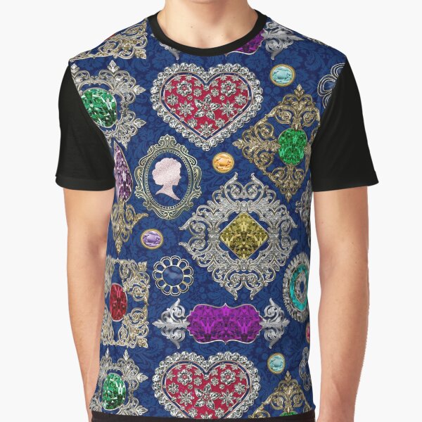 Gorgeous Victorian Jewelry Brooch Gemstone Collage Graphic T-Shirt