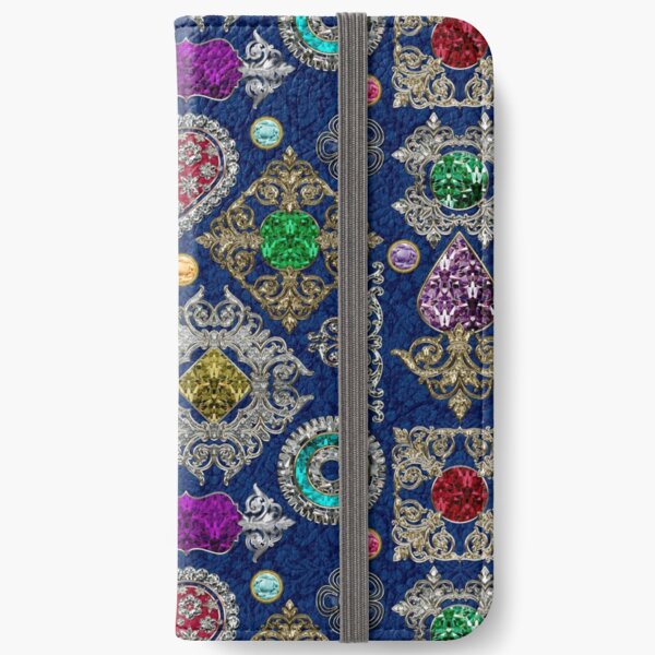 Gorgeous Victorian Jewelry Brooch Gemstone Collage iPhone Wallet