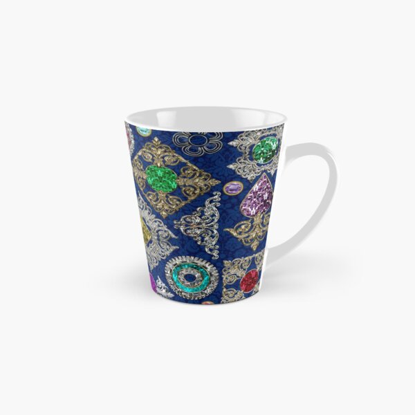 Gorgeous Victorian Jewelry Brooch Gemstone Collage Tall Mug