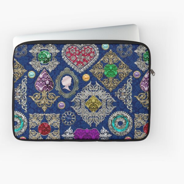 Gorgeous Victorian Jewelry Brooch Gemstone Collage Laptop Sleeve