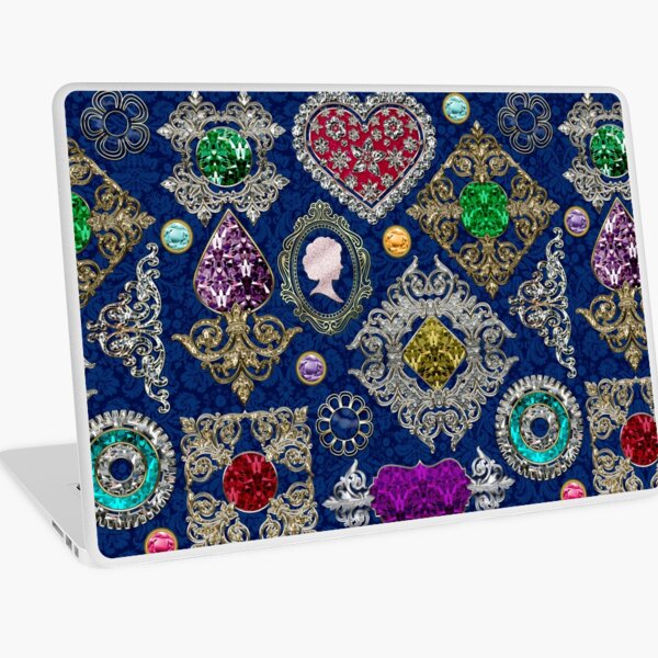 Gorgeous Victorian Jewelry Brooch Gemstone Collage Laptop Skin