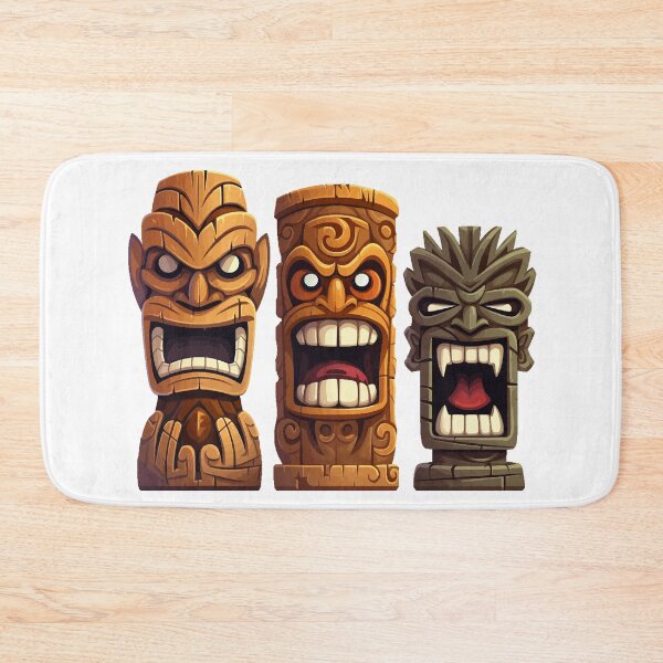 Artikelvorschau, Drei Tiki-Statuen – Im Tiki wird es verrückt entworfen und verkauft von VelvetRoom.