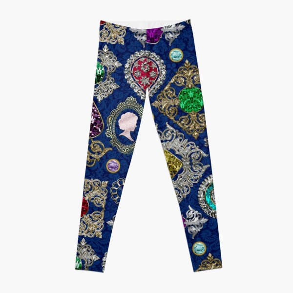 Gorgeous Victorian Jewelry Brooch Gemstone Collage Leggings