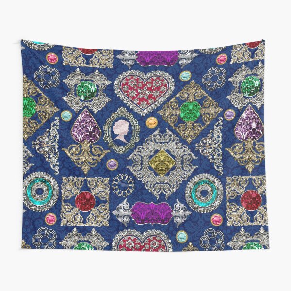 Gorgeous Victorian Jewelry Brooch Gemstone Collage Tapestry