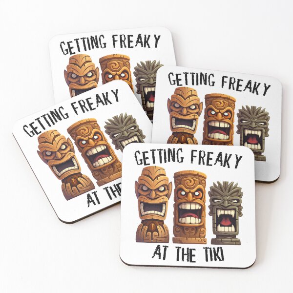 Item preview, Three Tiki Statues - Getting Freaky At The Tiki (Black Lettering) designed and sold by VelvetRoom.