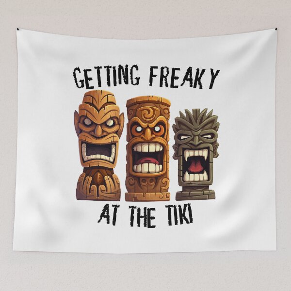 Item preview, Three Tiki Statues - Getting Freaky At The Tiki (Black Lettering) designed and sold by VelvetRoom.