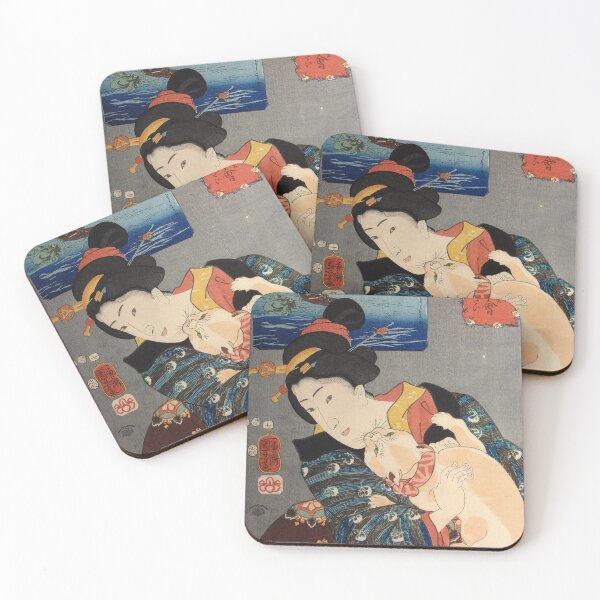 Item preview, Woman playing with a Cat (1852) - Utagawa Kuniyoshi designed and sold by SALON DES ARTS.