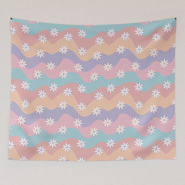 Item preview, Retro Groovy Waves and Flowers Seamless Pattern designed and sold by CreativeDraws42.