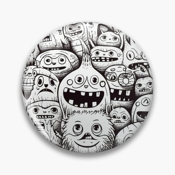 Item preview, Monstruos felices en blanco y negro 5 designed and sold by NavyPanda.