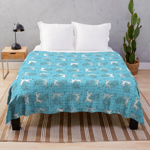 Item preview, Winged Goats on a Blue Grid Background designed and sold by chaoticlivi.