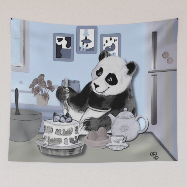 Item preview, Just a Panda Bear Baking a Cake designed and sold by gleefulme.