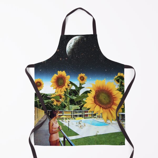 Artikelvorschau, Himmlische Sonnenblumen – Retro-Outerspace-Motel mit Sonnenblumen-Collage entworfen und verkauft von linzsepe.