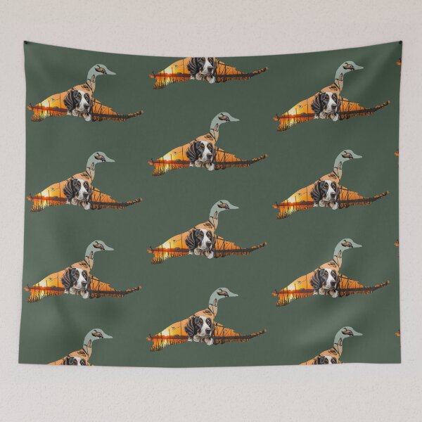 Item preview, Springer Spaniel Dog and Flying Mallards Sunrise designed and sold by LifeCrush.