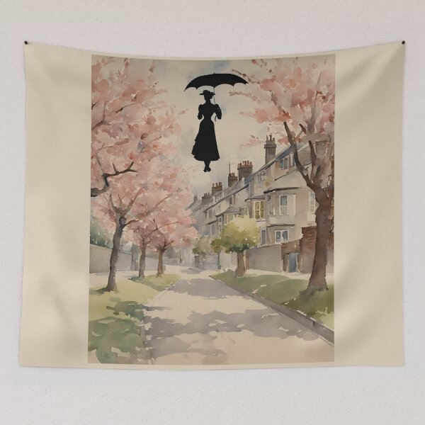 Item preview,  Mary Poppins Floating Above Cherry Tree Lane  designed and sold by stargazerhill.