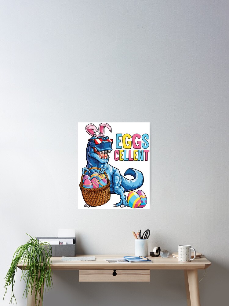 Easter Bunny Dinosaur T-Shirt T-Rex Boys Kids Eggs Cellent