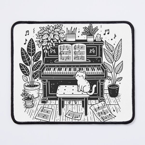 Item preview, Cat on Piano Doodle designed and sold by aurahealing.