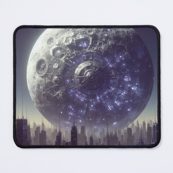 Item preview, A cyberpunk-style mechanical moon in sky designed and sold by Leoxartscoming.