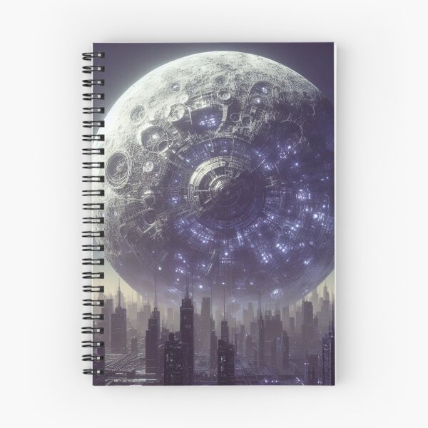 Item preview, A cyberpunk-style mechanical moon in sky designed and sold by Leoxartscoming.
