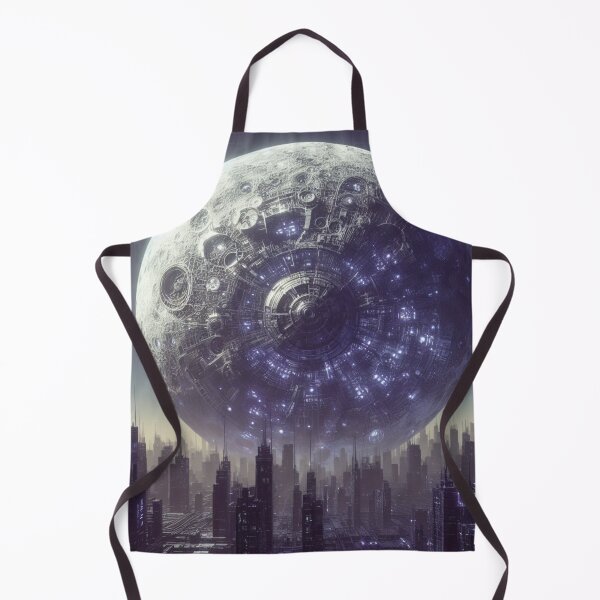 Item preview, A cyberpunk-style mechanical moon in sky designed and sold by Leoxartscoming.