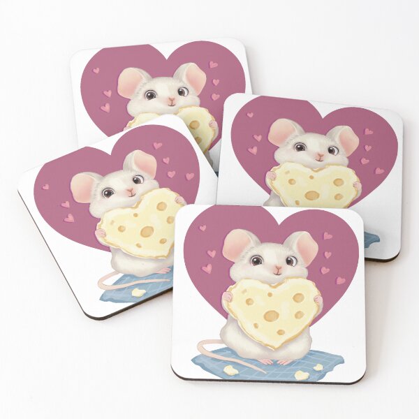 Item preview, Сute mouse holding a heart-shaped piece of cheese designed and sold by tallka.