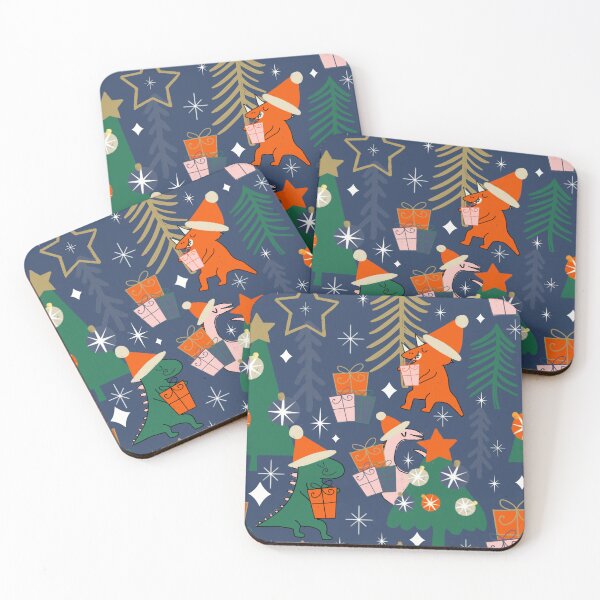Item preview, Dinosaur Christmas Party Blue designed and sold by susycosta.