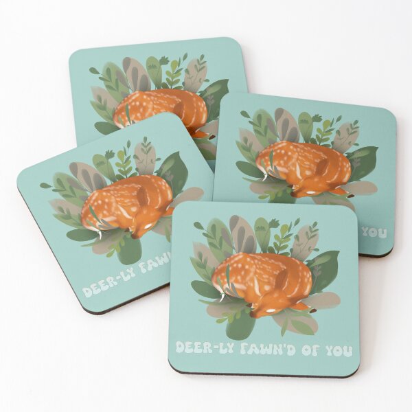 Item preview, Dearly fond of you cute sleeping fawn illustrated pun designed and sold by VibeFae.