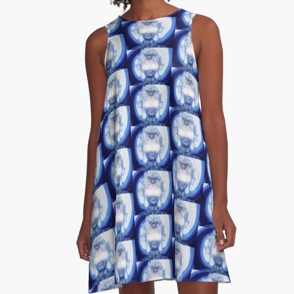 Galactic Buddha Blue A-Line Dress