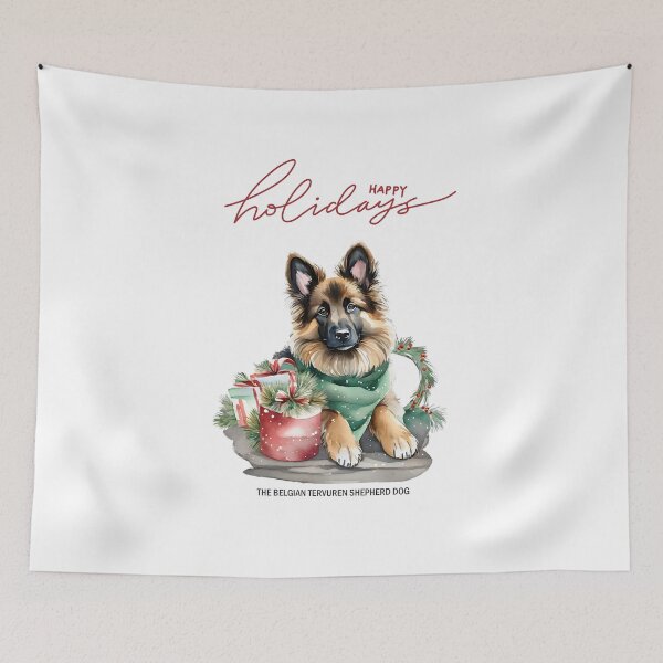 Item preview, Happy Holidays Watercolor Belgian Tervuren Dog Lover Christmas Card designed and sold by Cawaiico.