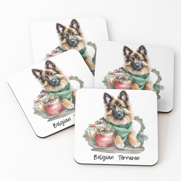 Item preview, Happy Holidays Watercolor Belgian Tervuren Dog Lover Christmas Card designed and sold by Cawaiico.