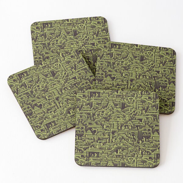 Item preview, Relief: Green Fantasy Maze Pattern 1 designed and sold by 4TeeToo.